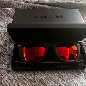Dynasty Black Sunglasses with Red Lenses